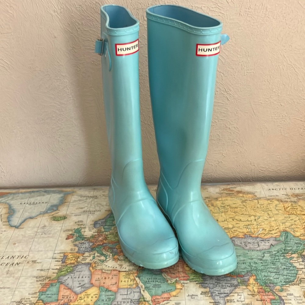 Hunter Tiffany Blue Rain Boots 6